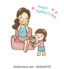 Cartoon happy family for mother’s day.