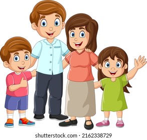 Cartoon Happy Family On White Background