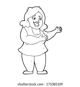cartoon happy fat woman