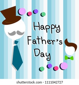 Cartoon for Happy Father's Day in blue tone