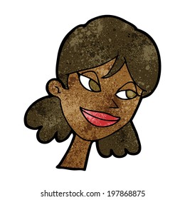 cartoon happy female face