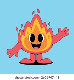 Cartoon happy fire mascot illustration