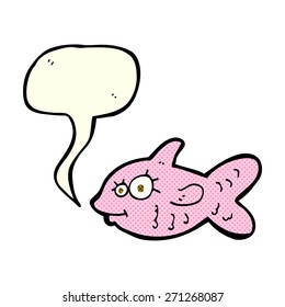 cartoon happy fish with speech bubble