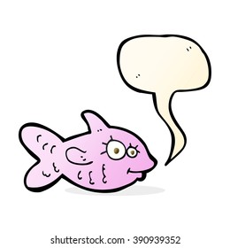 caricatura de peces felices con burbuja de habla