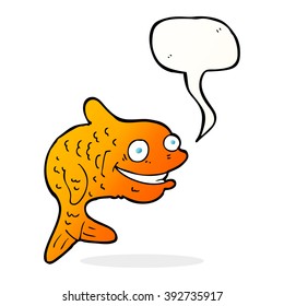 cartoon happy fish with speech bubble