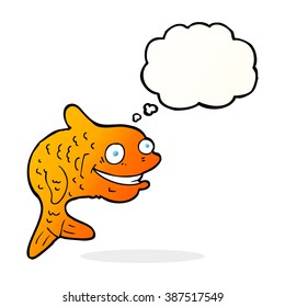 cartoon happy fish with thought bubble