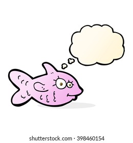 caricatura de peces felices con burbuja de pensamiento
