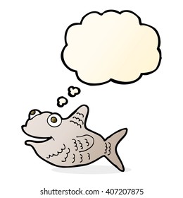 caricatura de peces felices con burbuja de pensamiento