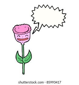 cartoon happy flower with speech bubble