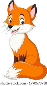 Cartoon Happy Fox Isolated On White Background