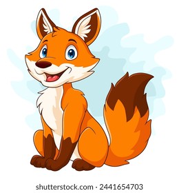 Cartoon happy fox isolated on white background