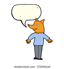 Cartoon-Happy-Fuchs-Mann mit Sprachblase