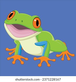 Cartoon happy frog animal character design illustration