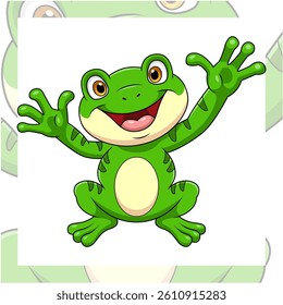 Cartoon happy frog on white background
