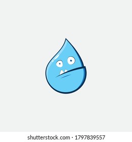 Cartoon happy funny alien character two random eyes water ilustrasion