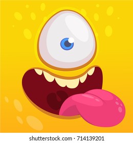 Cartoon happy funny aline character one eye. Vector illustration of alien face