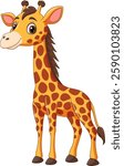 Cartoon a happy giraffe isolated on white background