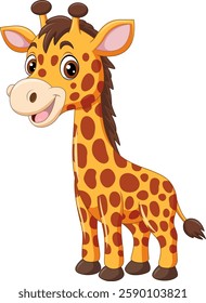 Cartoon a happy giraffe isolated on white background