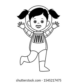 cartoon happy girl astronaut icon over white background, vector illustration