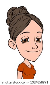 Cartoon happy girl character. Isolated on white background. Vector icon avatar.
