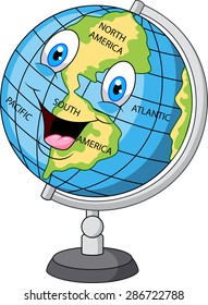 Cartoon happy globe