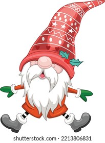 Cartoon happy gnomes on white background