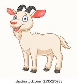 Cartoon happy goat cartoon on white background