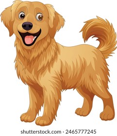 Cartoon happy golden retriever dog breed