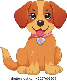 Cartoon happy golden retriever dog breed vector illustration