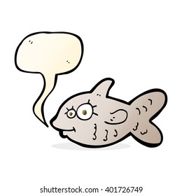 cartoon happy goldfish with speech bubble