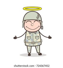 Cartoon Happy Good Army Man Vector Character