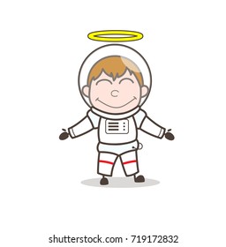 Cartoon Happy Good Space Boy Man Vector Illustration