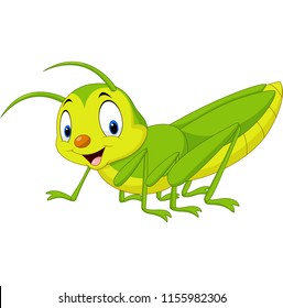 Cartoon happy grasshopper