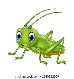 Cartoon happy grasshopper