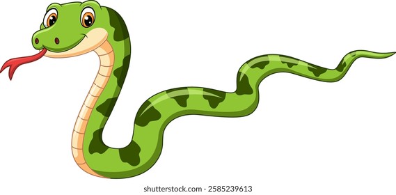 Cartoon a happy green snake