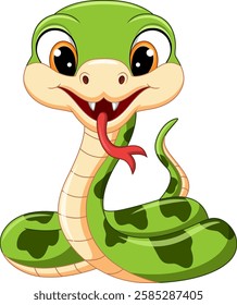 Cartoon a happy green snake