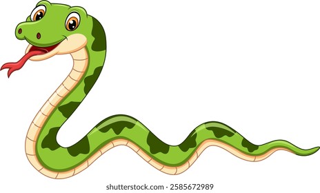 Cartoon a happy green snake