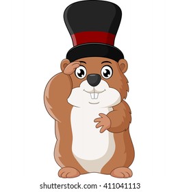 Cartoon happy ground hog