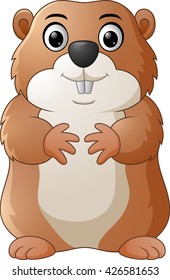 Cartoon happy groundhog