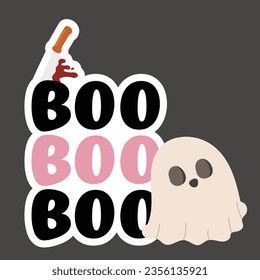 cartoon happy halloween fun illustration spooky slogan t-shirt decoration vector