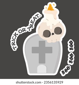 cartoon happy halloween fun illustration spooky slogan t-shirt decoration vector