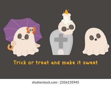 cartoon happy halloween fun illustration spooky slogan t-shirt decoration vector