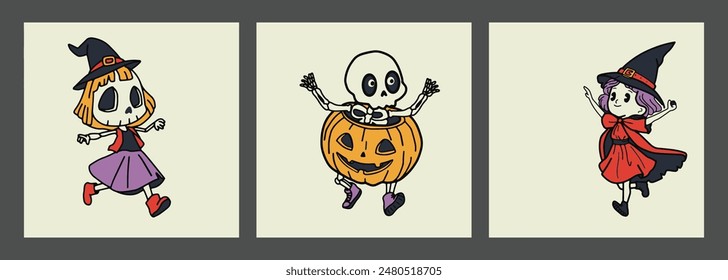 dibujos animados feliz halloween divertido ilustración espeluznante eslogan camiseta decoración Vector