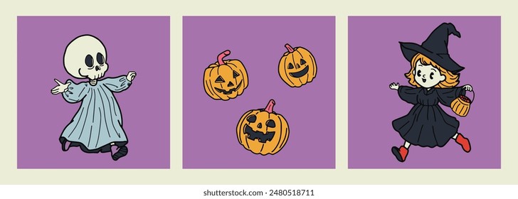 dibujos animados feliz halloween divertido ilustración espeluznante eslogan camiseta decoración Vector