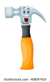 Cartoon of a happy hammer on a white background. Vector illustration