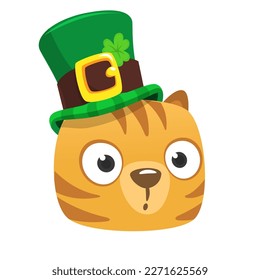 Cartoon happy hamster character wearing st patrick's hat with a clover. Vector illustration for Saint Patrick's Day. Party poster design.