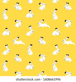 Cartoon happy hare - simple trendy pattern with animal. Flat vector illustration for prints, clothing, packaging and postcards. 