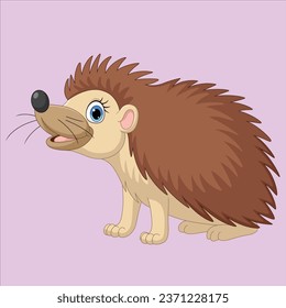 Cartoon happy hedgehog animal character design illustration