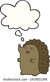 cartoon happy hedgehog with thought bubble