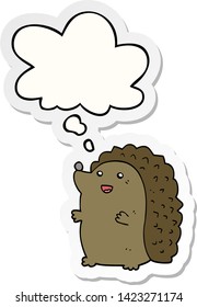Cartoon-Hedgehog mit Denkblase als Druckaufkleber